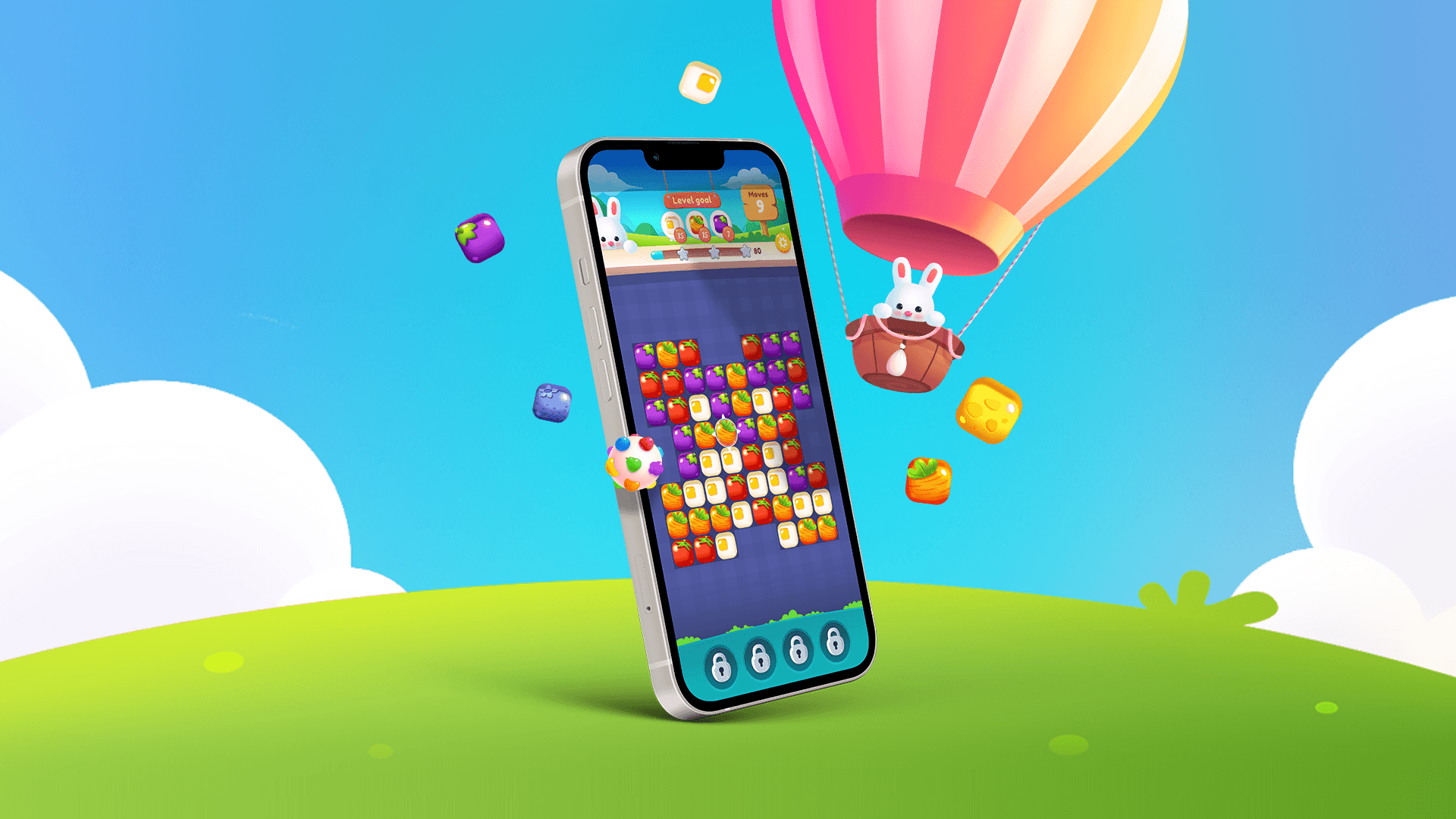 Illustration of a phone showing a Motivv game